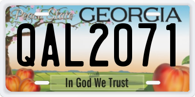 GA license plate QAL2071