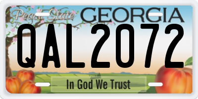 GA license plate QAL2072