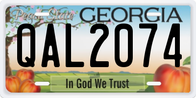 GA license plate QAL2074