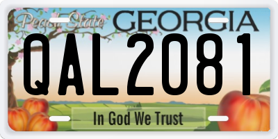 GA license plate QAL2081