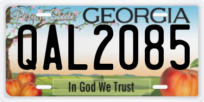 GA license plate QAL2085