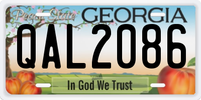 GA license plate QAL2086