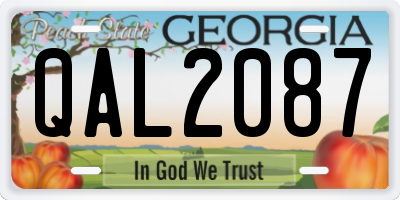 GA license plate QAL2087