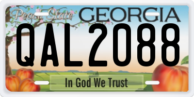 GA license plate QAL2088