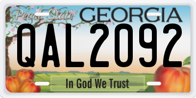 GA license plate QAL2092