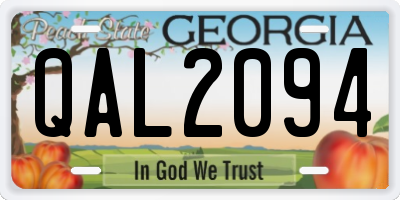 GA license plate QAL2094