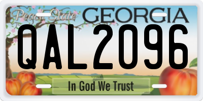 GA license plate QAL2096