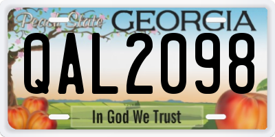 GA license plate QAL2098