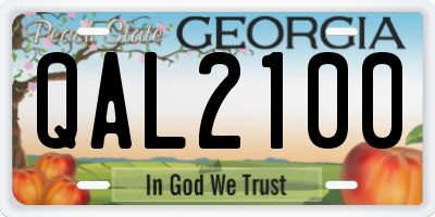 GA license plate QAL2100