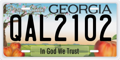 GA license plate QAL2102