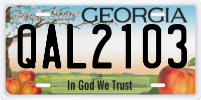 GA license plate QAL2103