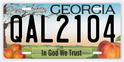 GA license plate QAL2104