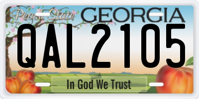 GA license plate QAL2105