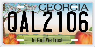 GA license plate QAL2106