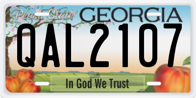 GA license plate QAL2107