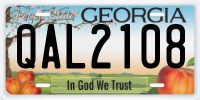 GA license plate QAL2108