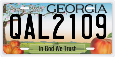 GA license plate QAL2109