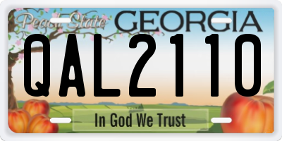 GA license plate QAL2110