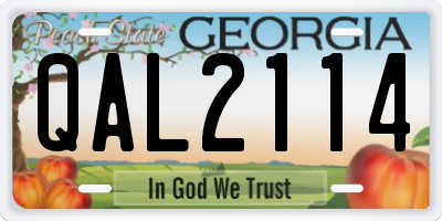 GA license plate QAL2114