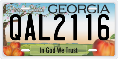 GA license plate QAL2116