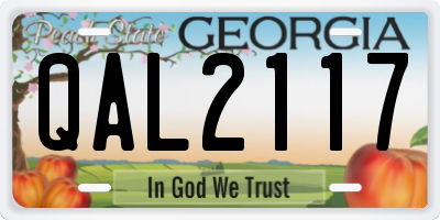 GA license plate QAL2117