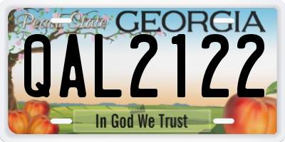 GA license plate QAL2122