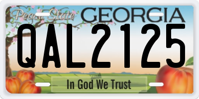 GA license plate QAL2125