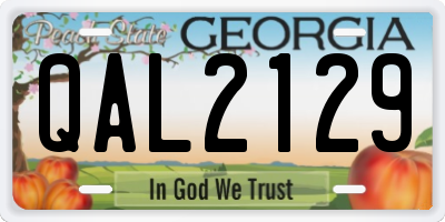 GA license plate QAL2129