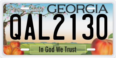 GA license plate QAL2130