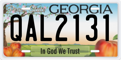 GA license plate QAL2131