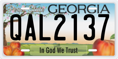 GA license plate QAL2137