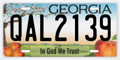 GA license plate QAL2139