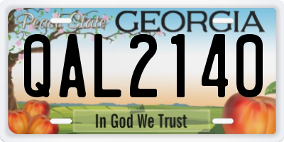 GA license plate QAL2140