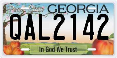 GA license plate QAL2142