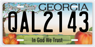 GA license plate QAL2143