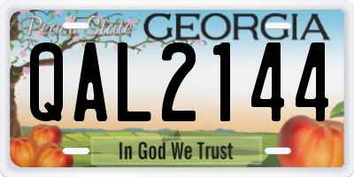 GA license plate QAL2144