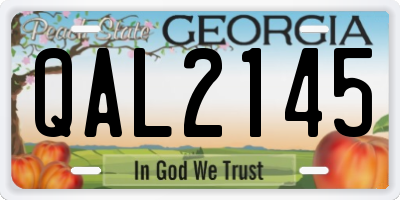 GA license plate QAL2145