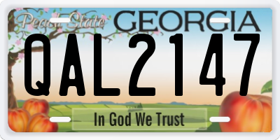 GA license plate QAL2147