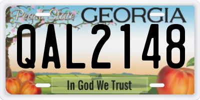 GA license plate QAL2148