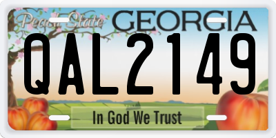 GA license plate QAL2149