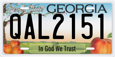 GA license plate QAL2151