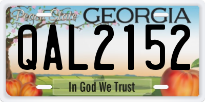 GA license plate QAL2152