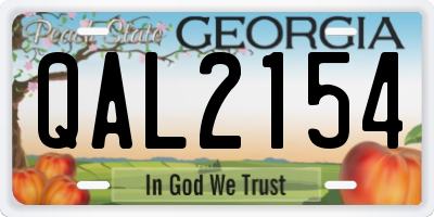 GA license plate QAL2154