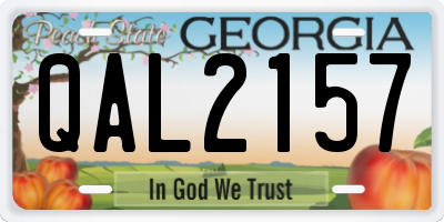 GA license plate QAL2157