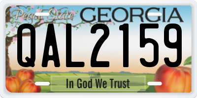 GA license plate QAL2159