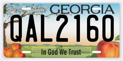 GA license plate QAL2160