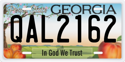 GA license plate QAL2162