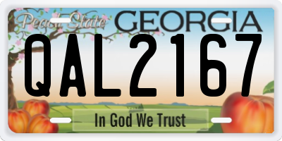 GA license plate QAL2167