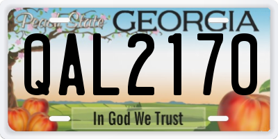 GA license plate QAL2170