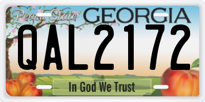 GA license plate QAL2172